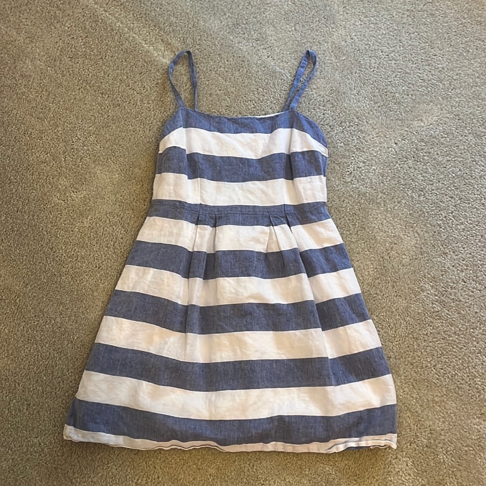 Loft Blue and White Mini Sundress Petite